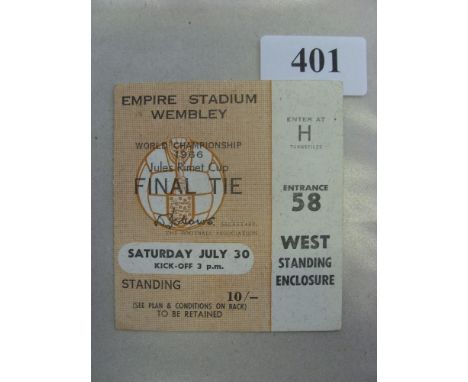 1966 World Cup Final, England v West Germany, a ticket from the game played on 30/07/1966, very good condition