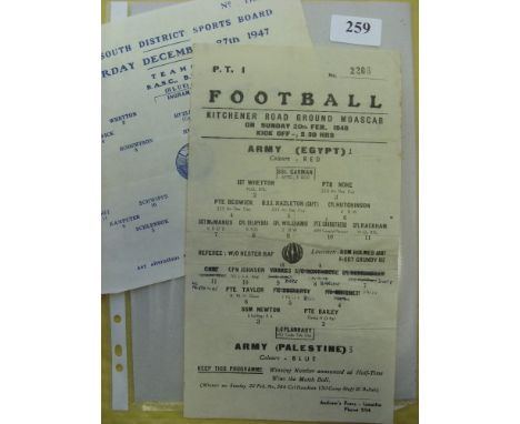 1947/48 Egypt, 2 single programmes from Army Friendly games, 29/02/1948 Army (Egypt) v Army (Palestine), 27/12/1947 RASC v IG