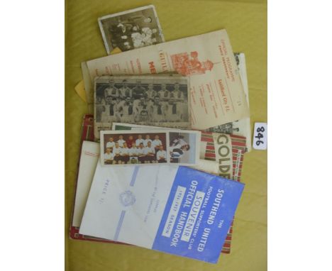 A collection of various football memorabilia, to include, Football League handbooks from 1928/29, 1933/34, 1935/36, 1942/43, 