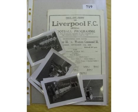 1940/41 Czech Army v Western Command XI, a programme from the game played at Liverpool on 11/09/1940, together with 6 private