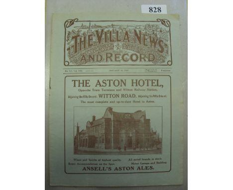 1922/1923 Aston Villa v Blackburn Rovers, a programme from the FA Cup tie on 13/01/1923