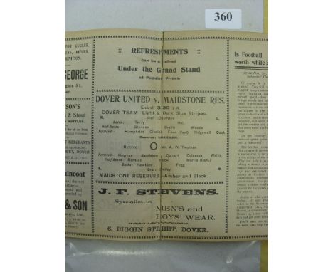 1922/23 Dover United FC (the club was formed in 1920), playing at Athletic Ground, Crabble, Dover, a bound volume of 25 footb