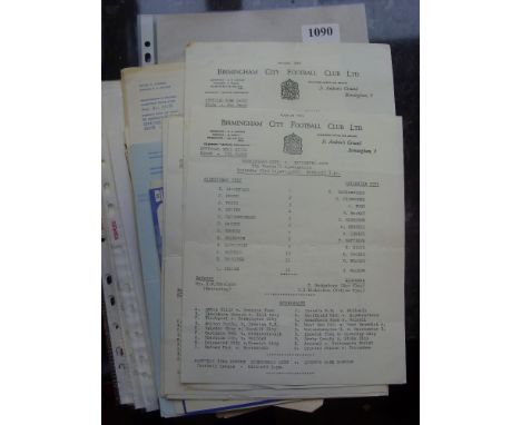Birmingham City, a collection of 34 reserve and youth programmes, many single sheet issues from the 1960's, but earlier and l