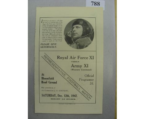 1942/1943 RAF v Army (Western Command), a programme from the game played at Blackpool on 12/12/1942