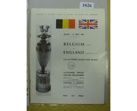 1967 Belgium v England, a programme from the game played on 27/09/1967, signed by Alan Clarke and Norman Hunter.  This was En