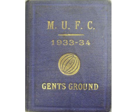 1933/1934 Manchester Utd, season ticket book, admit gents to ground, includes first team and reserve team fixtures