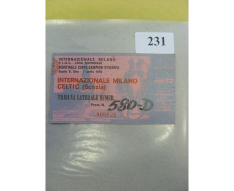 1971/72 European Cup S/F, Inter Milan v Celtic, a ticket from the game played on 05/04/1972