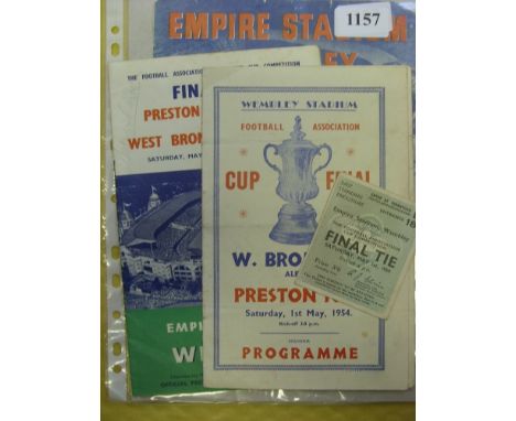 1954 FA Cup Final, Preston v WBA, an official programme, pirate programme by Victor, a match ticket, community song sheet for