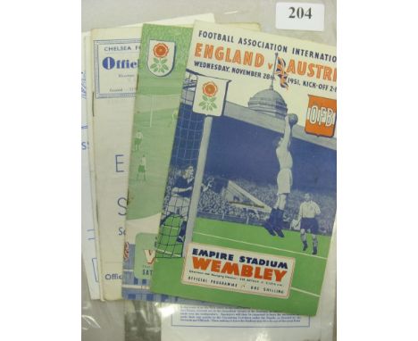 England, a collection of 8 International home programmes, 10/10/1942 Scotland, 27/02/1943 Wales (ticket attached to reverse),