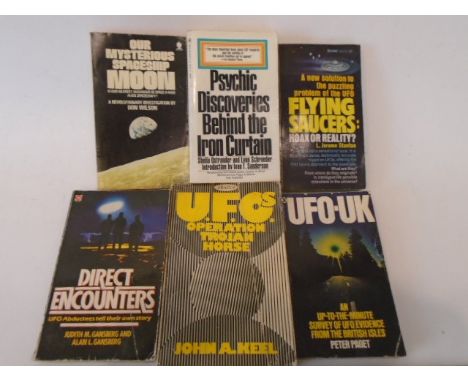 6 Books - 'Direct Encounters' - Judith and Alan Gansberg, 'Our Mysterious spaceship moon' - Don Wilson, 'UFO'S operation troj