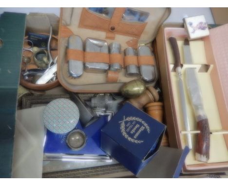 assorted items to include grooming set, compact mirror, carving set etc