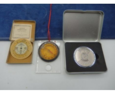 Negretti and Zambra pocket forecaster barometer for sea level, compass and calender