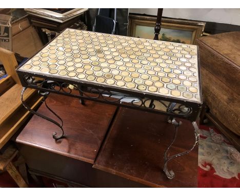 Wrought iron tile top coffee table 