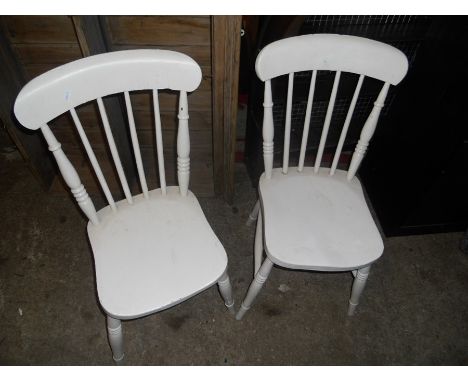 2 White painted stick back chairs