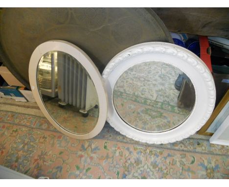 2 Vintage Oval Wood Framed Mirrors