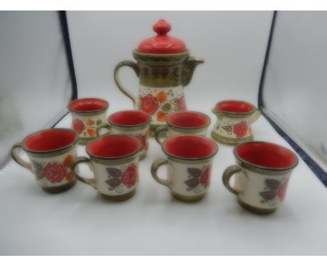 schramberg tea set consisting of tea pot, milk jug, sugar bowl, 6 cups