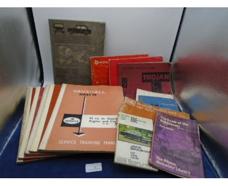 Collection of vintage motoring manuals and handbooks to include Chrysler Chamois, Trojan 200, Hillman Imp, Bedford Models and