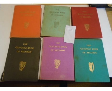 6 vintage Guinness Book of Record books dated 1955 (third impression), 1958, 1960, 1962, 1964 and 1965