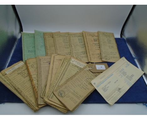 Approx 25 Vintage motor vehicle registration books with various dates from 1935 to 1968 incl Ford, Austin, Bradford, Morris, 