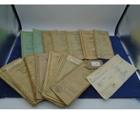 Approx 25 Vintage motor vehicle registration books with various dates from 1935 to 1968 incl Ford, Austin, Bradford, Morris, 