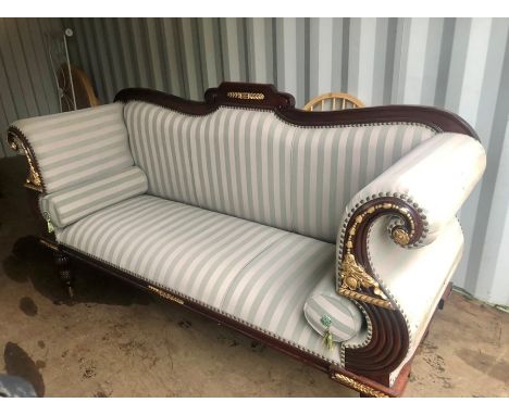 Large reproduction scroll end sofa for reupholstery 204 cm long 69 deep