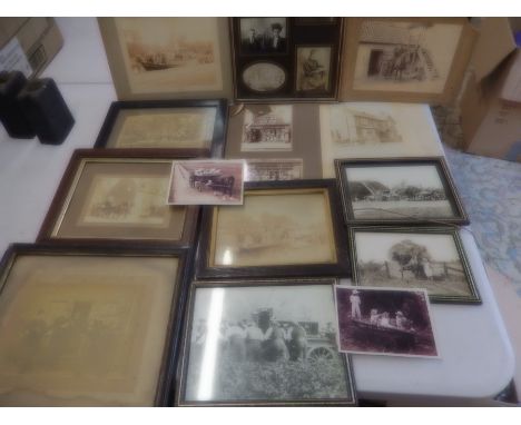 Collection of photos and prints including steam threshing, land girl, vintage farming etc