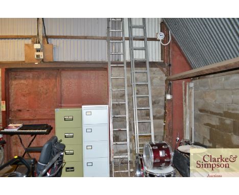 An aluminium extending ladder