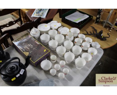 A quantity of various teaware to include Mayfair, Carlton and Dema boxed Champagne glasses 