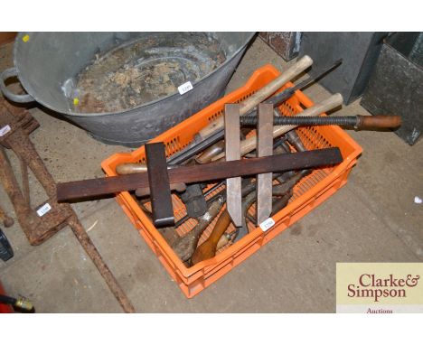 A tray containing various carpenters tools