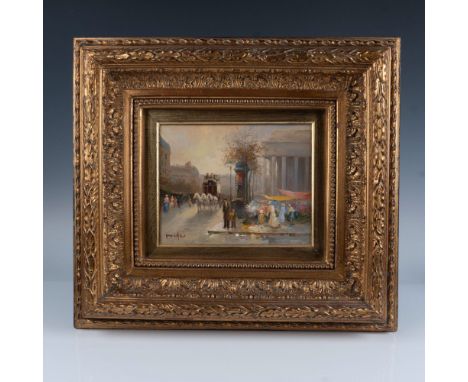An original Impressionist oil painting on board by French artist T.E. Pencke, renowned for his captivating Parisian cityscape