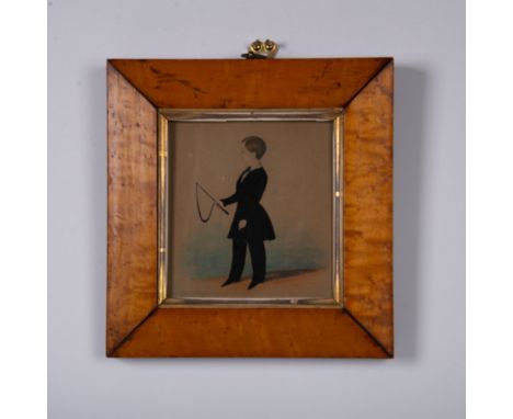 Portrait of a Boy made with gouache, watercolor and graphite on heavy beige paper. This delicately painted full-length profil