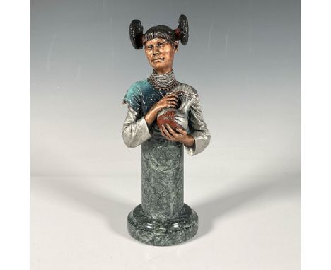 1994 Limited Edition Mixed media sculpture by Artist Christopher Pardell featuring a bronze and pewter depiction of a young N