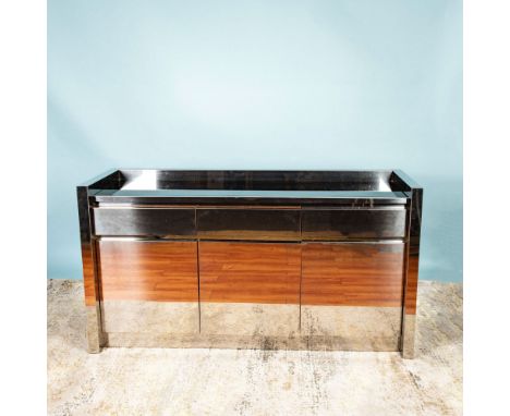A chic&nbsp;modernist console table/dresser, seamlessly blending functionality with aesthetic appeal. This piece features mir