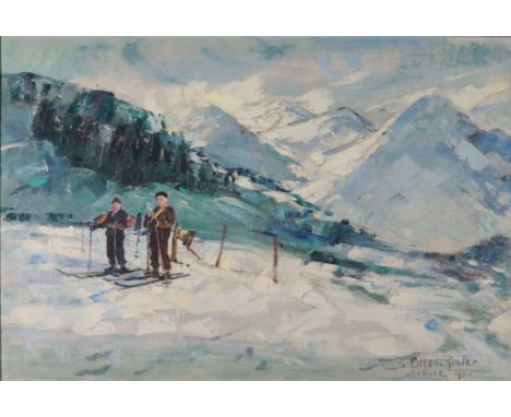  "Berthe OTTEN-ROSIER (1885-1973) oil on canvas "view of Switzerland" - Sizes: H 500mm L 700mm - Weight (K): 2,28kg - Conditi