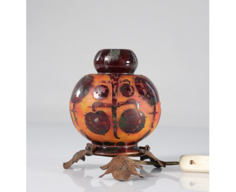  French glass night light decor with chestnut trees - Sizes: H 160mm - Weight (K): 0,765kg - Condition: at first glance - goo