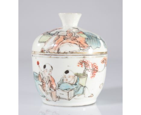  China covered bowl in Chinese porcelain with children's decoration - Region: CHINA - Sizes: h 118mm - Weight (K): 0,314kg - 