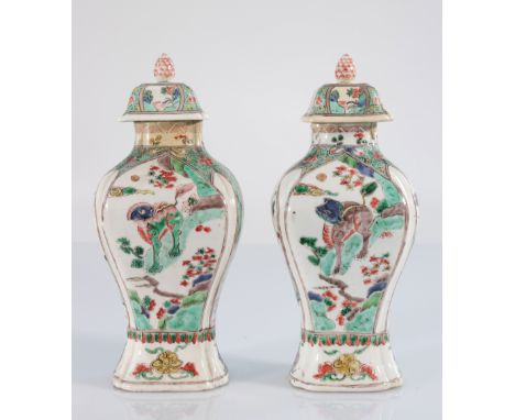  China pair of covered vases Kangxy period - Region: CHINA - Sizes: H 270mm L 120mm - Weight (K): 1,6kg - Condition: at first