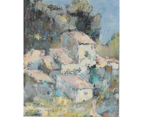  "Michel VU (1941) Oil on canvas "the village" - Sizes: H 650mm L 560mm - Weight (K): 3,7kg - Condition: at first glance - go