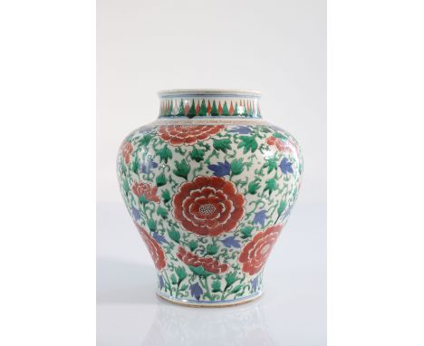  China vase 17th floral decoration - Region: CHINA - Sizes: H 270mm L 230mm - Weight (K): 3,14kg - Condition: at first sight 