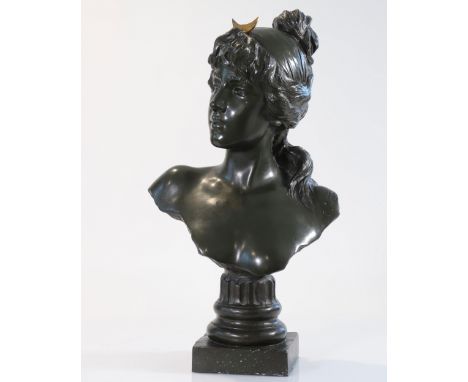  Emmanuel VILLANIS (1858-1914) imposing bronze bust of a young woman sale Christie's 1990 - Sizes: H 680mm L 400mm - Weight (