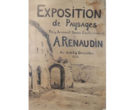  "Alfred RENAUDIN (1866-1944) drawing "poster for the landscape exhibition" - Sizes: avec cadre L: 845mm ; H: 1135mm hors cad