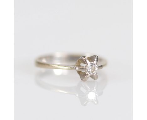  Solitaire Ring in 18K White Gold and Diamond - Sizes: D=Â±17.5mm - Weight (K): 0,003kg - Condition: at first glance - good c