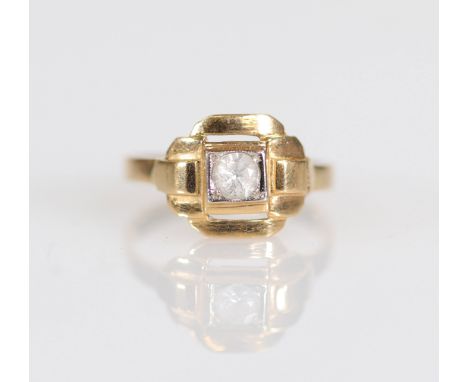  18K Gold Art Deco Ring - Sizes: D=Â±11mm - Weight (K): 0,002kg - Condition: at first glance - good condition - no restoratio