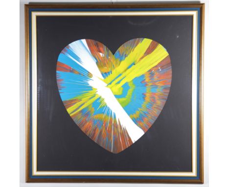  "Damien Hirst. 2009. Heart. Spin Painting, acrylic on paper. Stamp of the signature "Hirst" on the back. Embossed "HIRST" st