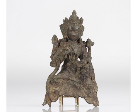  China bronze deity from the Ming period - Region: CHINA - Sizes: H=175mm L=90mm l=60mm - Weight (K): 0,762kg - Condition: at