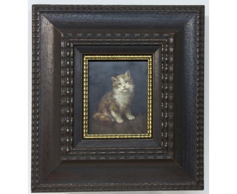 BACHMANNDeutscher Katzenmaler, 20.Jh. Sitzende Katze. Öl/Holz, signiert. 8,5x10,5cm, Ra.