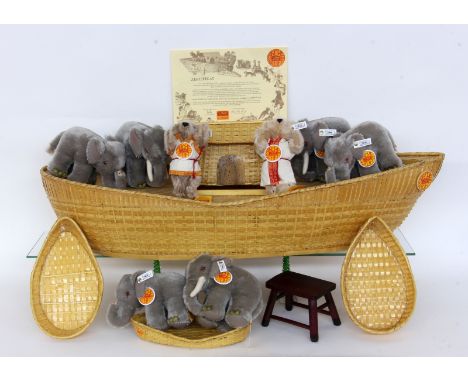 STEIFF "ARCHE NOAH"1992. Mit 3 Elefantensets und 2 Teddybären. Limitierte Auflage. Neuwertig im Originalkarton mit Zertifikat