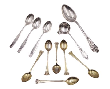 Collection of Scandinavian silver spoons, to include early 20th century Danish silver table spoon, with scroll decoration to 