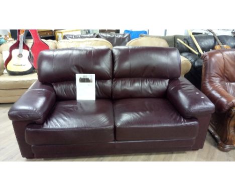 BURGUNDY LEATHER SOFA - FENWICK'S