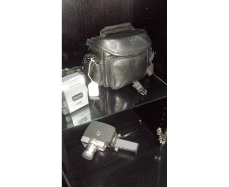 JVC DIGI VIDEO CAMERA, VINTAGE KODAK 8MM PROJECTOR, SCREEN & 8MM CINE CAMERA